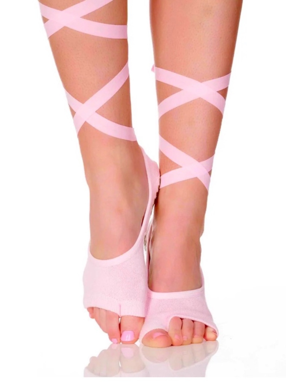 Lucky Honey- One size ballet style pink grip socks (open toe)
